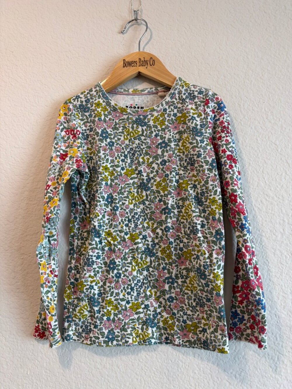 Mini Boden Floral Long Sleeve Tee 7/8